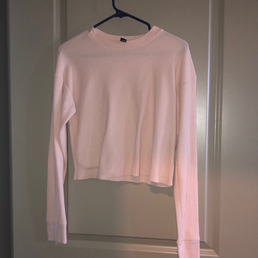 Target soft longsleeve light pink crop top xs